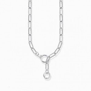 Thomas Sabo Silver Link Necklace With Two Ring Clasps And White Zirconia Nahrdelnik Damske Strieborne | SK-32GYUNWKC