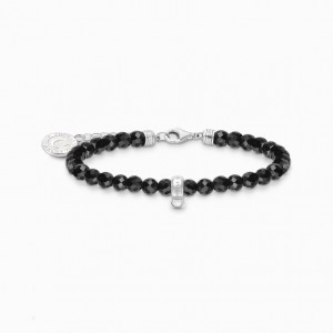 Thomas Sabo Silver Member Charm Bracelet With Black Beads Naramok Damske Strieborne | SK-84GMNERBP