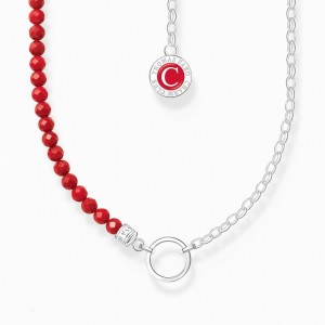Thomas Sabo Silver Member Charm Necklace With Red Beads Nahrdelnik Damske Strieborne | SK-47QHPIVDE