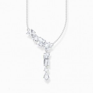 Thomas Sabo Silver Necklace In Y-Shape With Eight White Zirconia Stones Nahrdelnik Damske Strieborne | SK-65JLWRPOE
