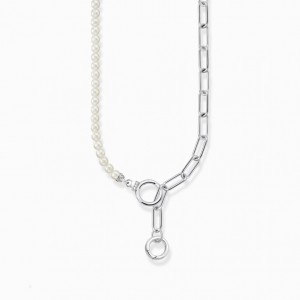 Thomas Sabo Silver Necklace With Freshwater Cultured Pearls And Zirconia Nahrdelnik Damske Strieborne | SK-60GKQTFOJ