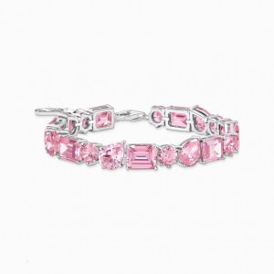 Thomas Sabo Silver Tenisove Bracelet With 20 Pink Zirconia Stones Naramok Damske Strieborne | SK-18UEZOIGV