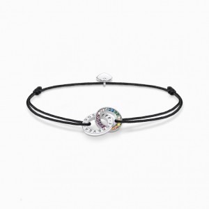 Thomas Sabo Silver Textilne Bracelet Black With Two Rings And Coloured Stones Naramok Damske Strieborne | SK-23MCZNOGU