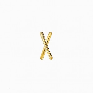 Thomas Sabo Single Ear Cuff Criss Cross Dots Yellow Gold Ucho Manžeta Damske Žlté Zlate Strieborne | SK-43MLXPNUI
