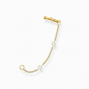 Thomas Sabo Single Ear Cuff White Stones Gold Ucho Manžeta Damske Žlté Zlate Strieborne | SK-06GZSBTLN