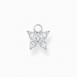 Thomas Sabo Single Ear Pendant Butterfly White Stones Visiace Nausnice Damske Strieborne | SK-49ZKHUPAF