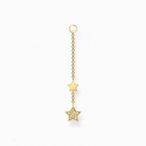 Thomas Sabo Single Ear Pendant Stars Gold Visiace Nausnice Damske Žlté Zlate Strieborne | SK-02DOQRFPS