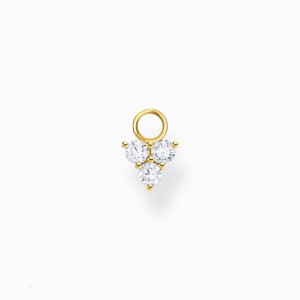 Thomas Sabo Single Ear Pendant White Stones Gold Visiace Nausnice Damske Žlté Zlate Strieborne | SK-13BJWGTNQ