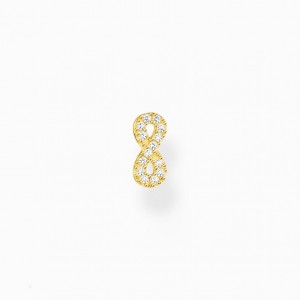 Thomas Sabo Single Ear Stud Infinity With White Stones Gold Plated Puzetove Nausnice Damske Žlté Zlate Strieborne | SK-65PVHMATI