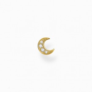 Thomas Sabo Single Ear Stud Moon Pavé Gold Puzetove Nausnice Damske Žlté Zlate Strieborne | SK-24ZELIJOU
