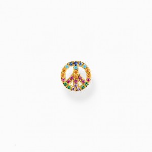 Thomas Sabo Single Ear Stud Peace With Colourful Stones Gold Puzetove Nausnice Damske Žlté Zlate Strieborne | SK-91TNGEMZU