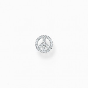 Thomas Sabo Single Ear Stud Peace With White Stones Silver Puzetove Nausnice Damske Strieborne | SK-62IBFCJMO