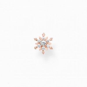 Thomas Sabo Single Ear Stud Snowflake With White Stones Rose Gold Puzetove Nausnice Damske Ruzove Zlate Strieborne | SK-21EJMFBPN