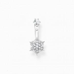 Thomas Sabo Single Ear Stud Snowflake With White Stones Silver Puzetove Nausnice Damske Strieborne | SK-13UMEDXGK
