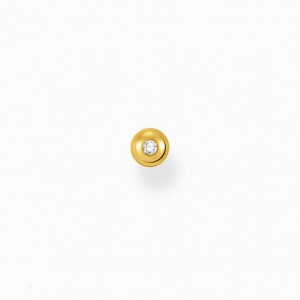 Thomas Sabo Single Ear Stud White Stone Gold Puzetove Nausnice Damske Žlté Zlate Strieborne | SK-47SJMHNZL