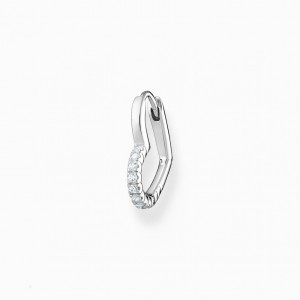 Thomas Sabo Single Hoop Earring Heart With White Stones Silver Visiace Nausnice Damske Strieborne | SK-21ACGOPMV