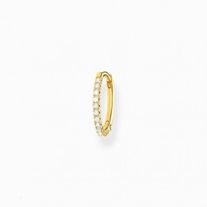 Thomas Sabo Single Hoop Earring White Stones Gold Visiace Nausnice Damske Žlté Zlate Strieborne | SK-54ZDINPYA