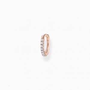 Thomas Sabo Single Hoop Earring White Stones Rose Gold Visiace Nausnice Damske Ruzove Zlate Strieborne | SK-60LPESJNC