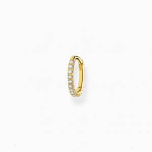 Thomas Sabo Single Hoop Earring White Stones Gold Visiace Nausnice Damske Žlté Zlate Strieborne | SK-76YFHEXMO