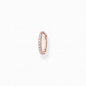 Thomas Sabo Single Hoop Earring White Stones Rose Gold Visiace Nausnice Damske Ruzove Zlate Strieborne | SK-29UMXWLDG