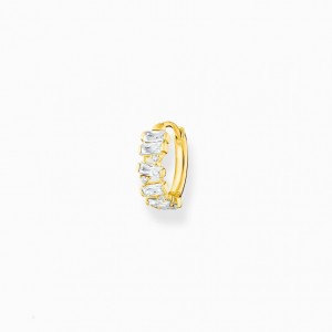 Thomas Sabo Single Hoop Earring White Stones Gold Visiace Nausnice Damske Žlté Zlate Strieborne | SK-90CHKBRPI