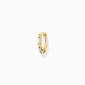 Thomas Sabo Single Hoop Earring White Stones Gold Visiace Nausnice Damske Žlté Zlate Strieborne | SK-02RMLUNKY