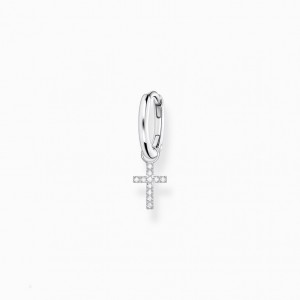 Thomas Sabo Single Hoop Earring With Cross Prendant Silver Visiace Nausnice Damske Strieborne | SK-63LVQOASJ