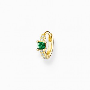 Thomas Sabo Single Hoop Earring With Green And White Stones Gold Plated Visiace Nausnice Damske Žlté Zlate Strieborne | SK-62HLUXKSJ