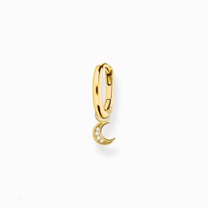 Thomas Sabo Single Hoop Earring With Moon Pendant Gold Visiace Nausnice Damske Žlté Zlate Strieborne | SK-31RNTJHSO