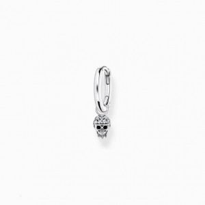 Thomas Sabo Single Hoop Earring With Skull Pendant Silver Visiace Nausnice Damske Strieborne | SK-02QNWPLSG