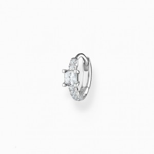 Thomas Sabo Single Hoop Earring With White Stones Silver Visiace Nausnice Damske Strieborne | SK-63ENJVLYP