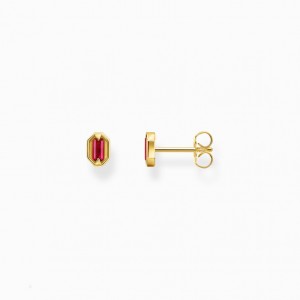 Thomas Sabo Small Yellow-Gold Plated Ear Studs With Red Stones Puzetove Nausnice Panske Žlté Zlate Strieborne | SK-54YQCTIWP
