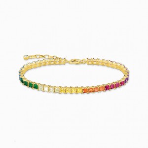 Thomas Sabo Tenisove Bracelet With Colourful Stones Gold Plated Naramok Damske Žlté Zlate Strieborne | SK-90OVJUSRZ
