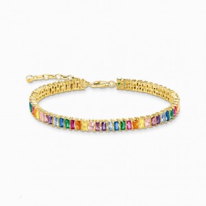 Thomas Sabo Tenisove Bracelet With Colourful Stones Gold Plated Naramok Damske Žlté Zlate Strieborne | SK-56BROQEAN