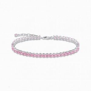 Thomas Sabo Tenisove Bracelet With Pink Stones Silver Naramok Damske Strieborne | SK-94IJLXFNR