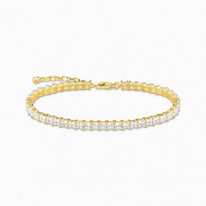 Thomas Sabo Tenisove Bracelet With White Stones Gold Plated Naramok Damske Žlté Zlate Strieborne | SK-31VYMNGID