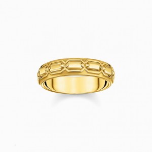 Thomas Sabo Yellow-Gold Plated Band Ring With Crocodile Detailing Prstene Panske Žlté Zlate Strieborne | SK-05LOJWYCF