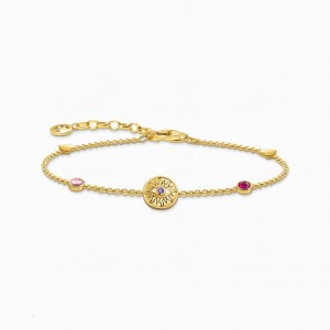 Thomas Sabo Yellow-Gold Plated Bracelet With A Sun Coin And Various Stones Naramok Damske Žlté Zlate Strieborne | SK-62SABEWQN
