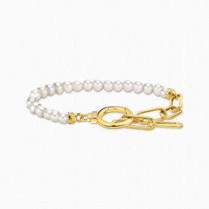 Thomas Sabo Yellow-Gold Plated Bracelet With Freshwater Cultured Pearls Naramok Damske Žlté Zlate Strieborne | SK-89DBHXTWP