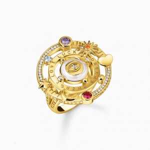 Thomas Sabo Yellow-Gold Plated Cocktail Ring With Half-Ball And Stones Prstene Damske Žlté Zlate Strieborne | SK-38MUZBDEJ