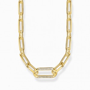 Thomas Sabo Yellow-Gold Plated Link Necklace With Anchor Element And Zirconia Nahrdelnik Damske Žlté Zlate Strieborne | SK-84HEPBTAL