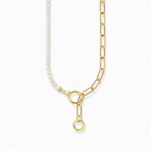 Thomas Sabo Yellow-Gold Plated Necklace With Freshwater Pearls And Zirconia Nahrdelnik Damske Žlté Zlate Strieborne | SK-06IVJPOEL