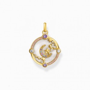 Thomas Sabo Yellow-Gold Plated Pendant With Crescent Moon And Various Stones Prívesky Damske Žlté Zlate Strieborne | SK-90HJCPGBT