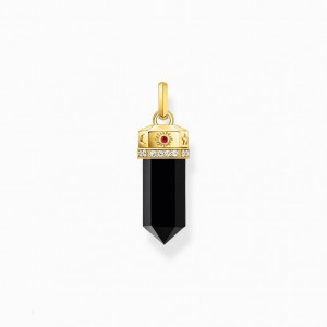 Thomas Sabo Yellow-Gold Plated Pendant With Onyx In Hexagon-Shape And Stones Prívesky Damske Strieborne | SK-61IPVZBGO
