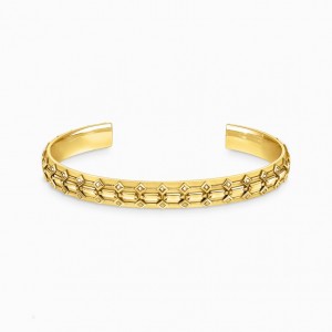 Thomas Sabo Yellow-Gold Siroke Topanky Bangle With Crocodile Detailing Náramky Panske Žlté Zlate Strieborne | SK-14WONDCUH